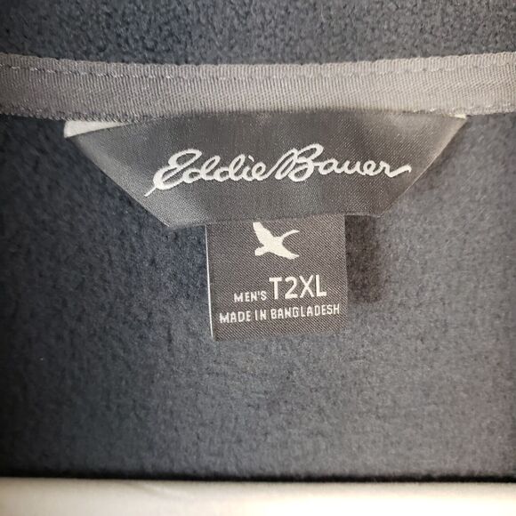 Eddie Bauer Men's XXL 1/4 Zip Pullover Dark Smoke Gray Cozy Fleece - Picture 6 of 10